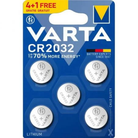 Pile electronique Varta CR2032 - Blister de 4 + 1 gratuite - 6032 101 495